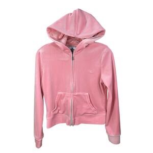 Juicy Couture Hoodie Girls Youth Small Velour Zip-Up Embroidered Logo Y2K Style